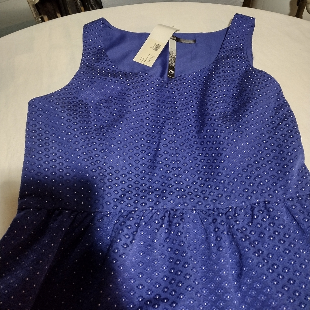 Kensie Cobalt Blue and White Sweetheart Neck Line Midi Dress - Picture 13 of 16